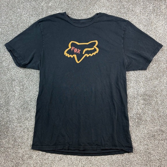 Y2K Fox Racing Shirt Mens XL Black Orange Fox Logo Racing Motocross Cyber Grunge - Picture 1 of 6